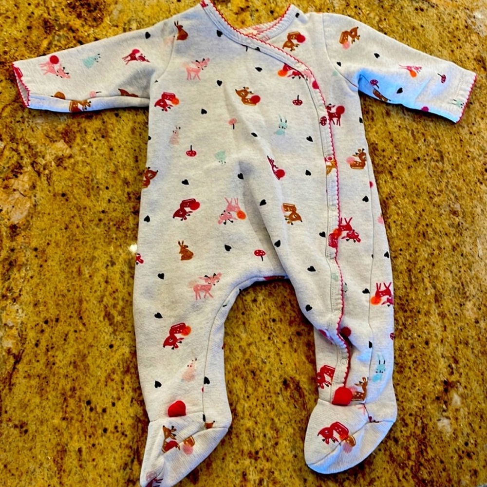 Catimini Reindeer Deer Fleece Onesie Pajamas - gorgeous! - 6M